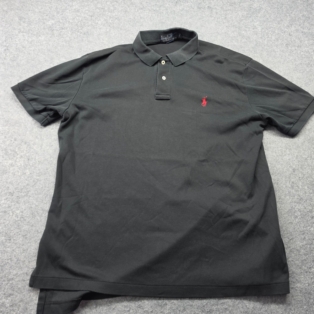 Polo Ralph Lauren Mens Large Black Short Sleeve Pony Logo Cotton Polo Shirt